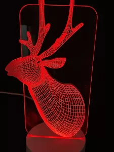 Đèn LED 3D Quà tặng đặc biệt mừng giáng sinh Tuần lộc 7 màu